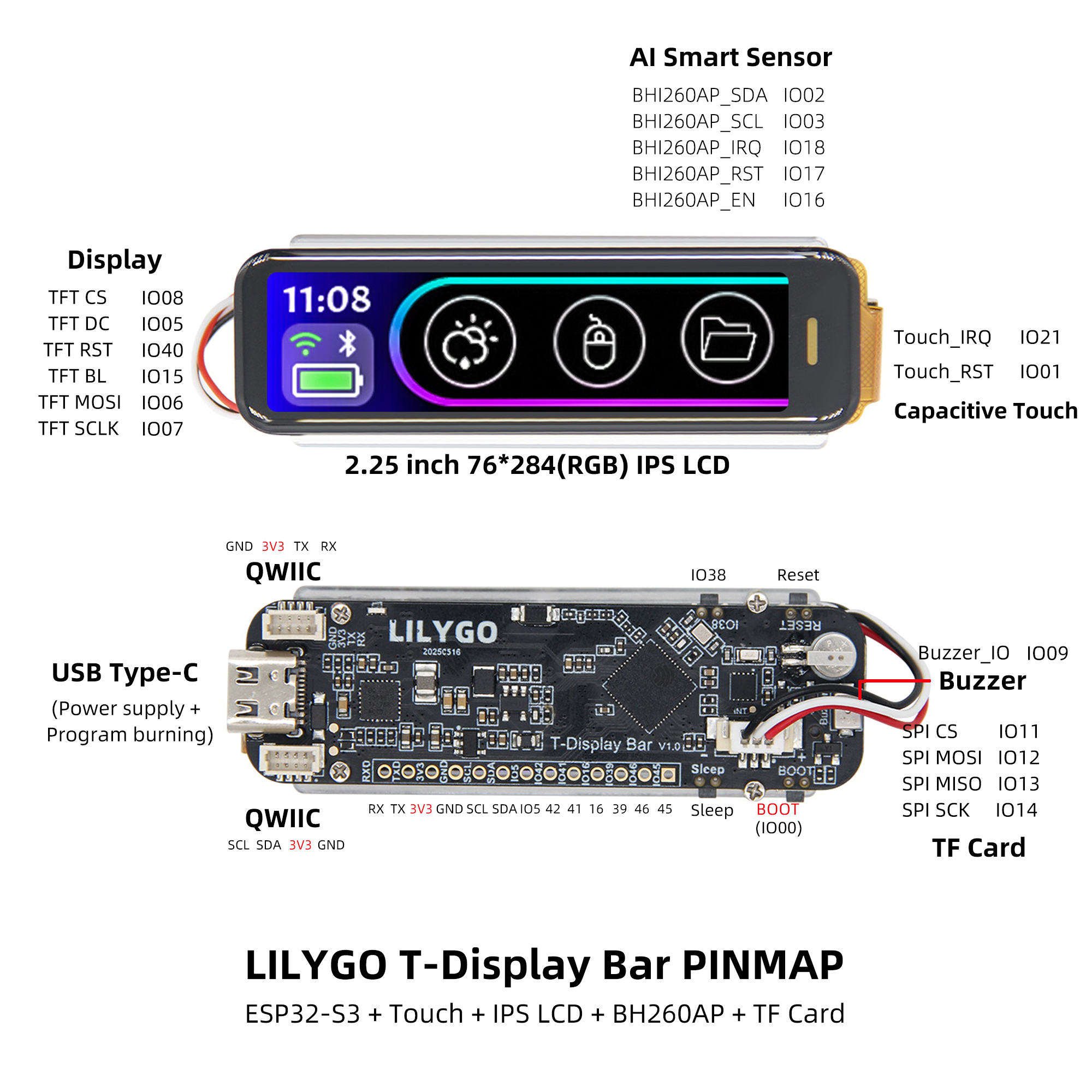 T-Display Bar pin diagram