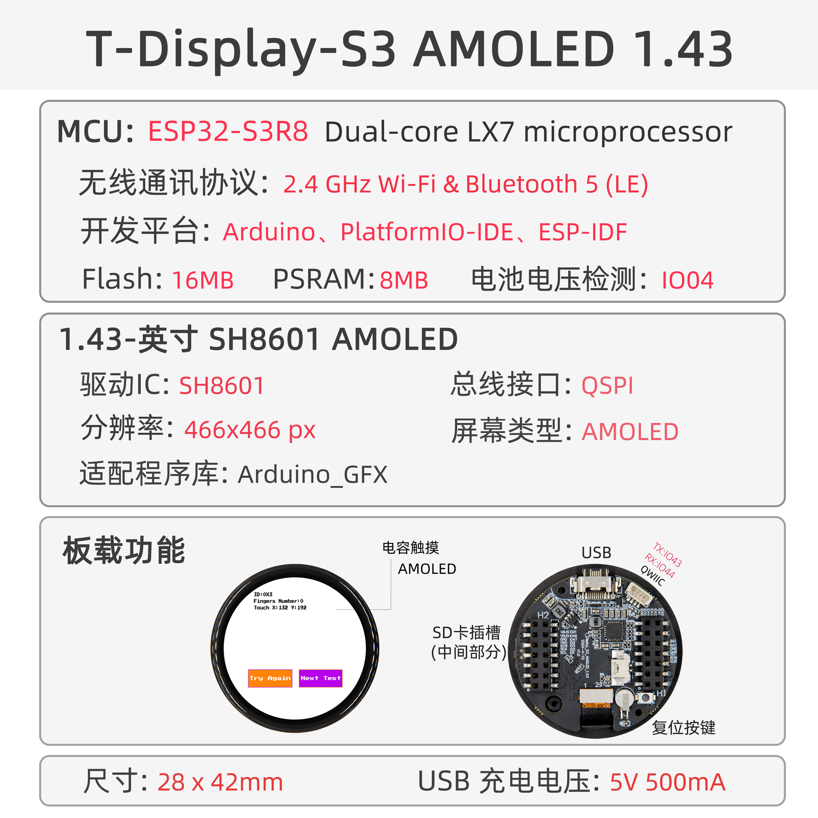 T-Display S3 AMOLED 1.43 概述图