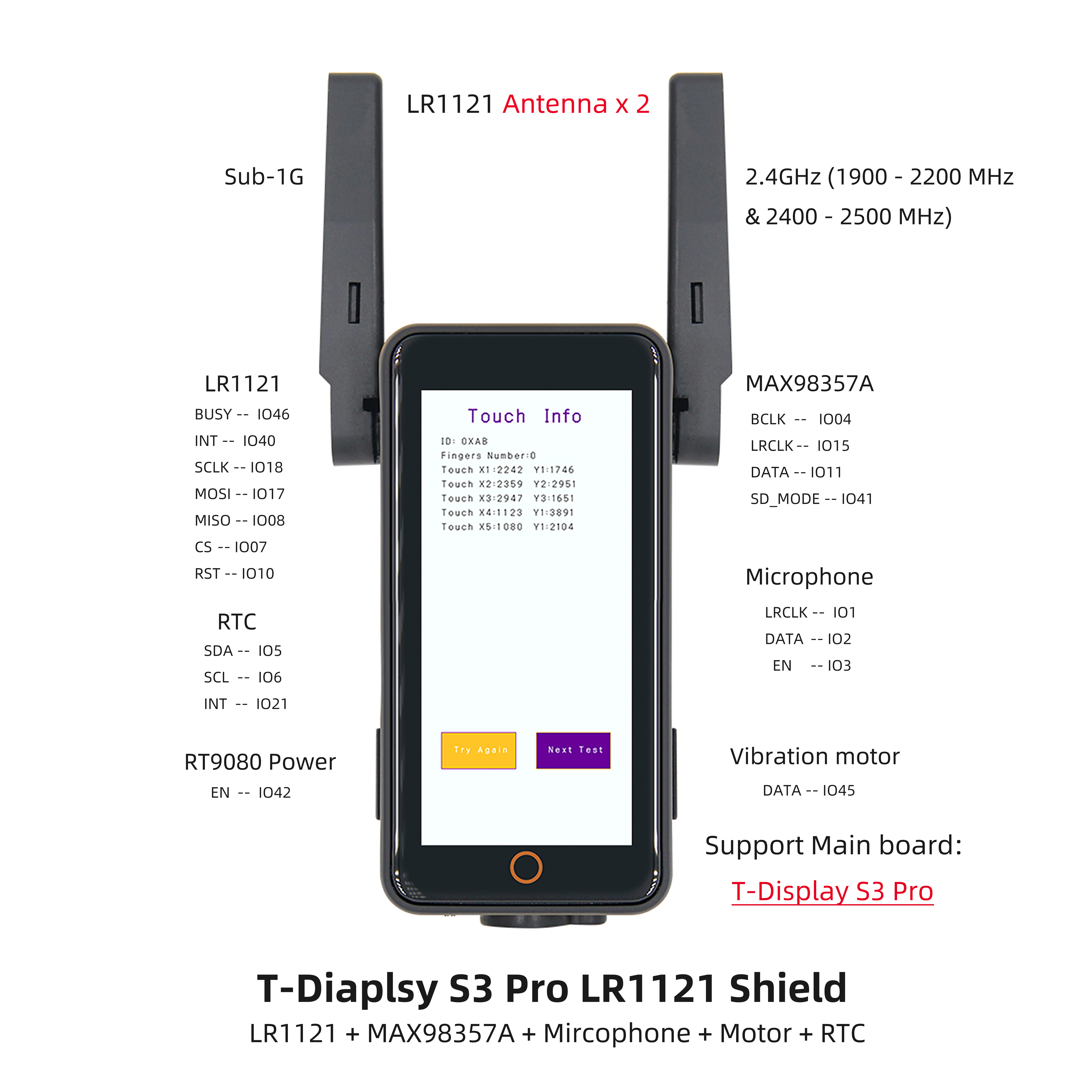 T-Display S3 Pro LR1121 pin diagram