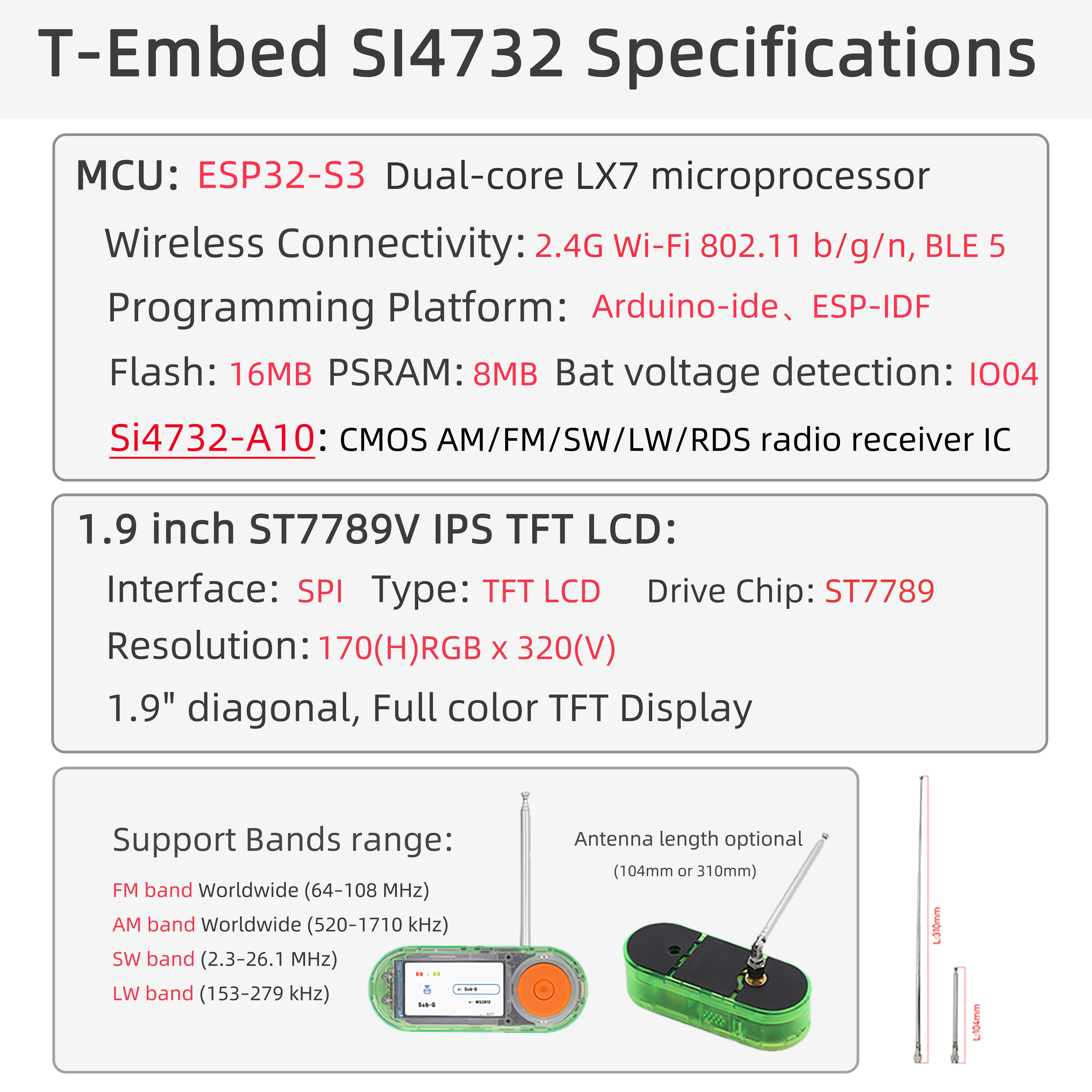 T-Embed SI4732 component overview