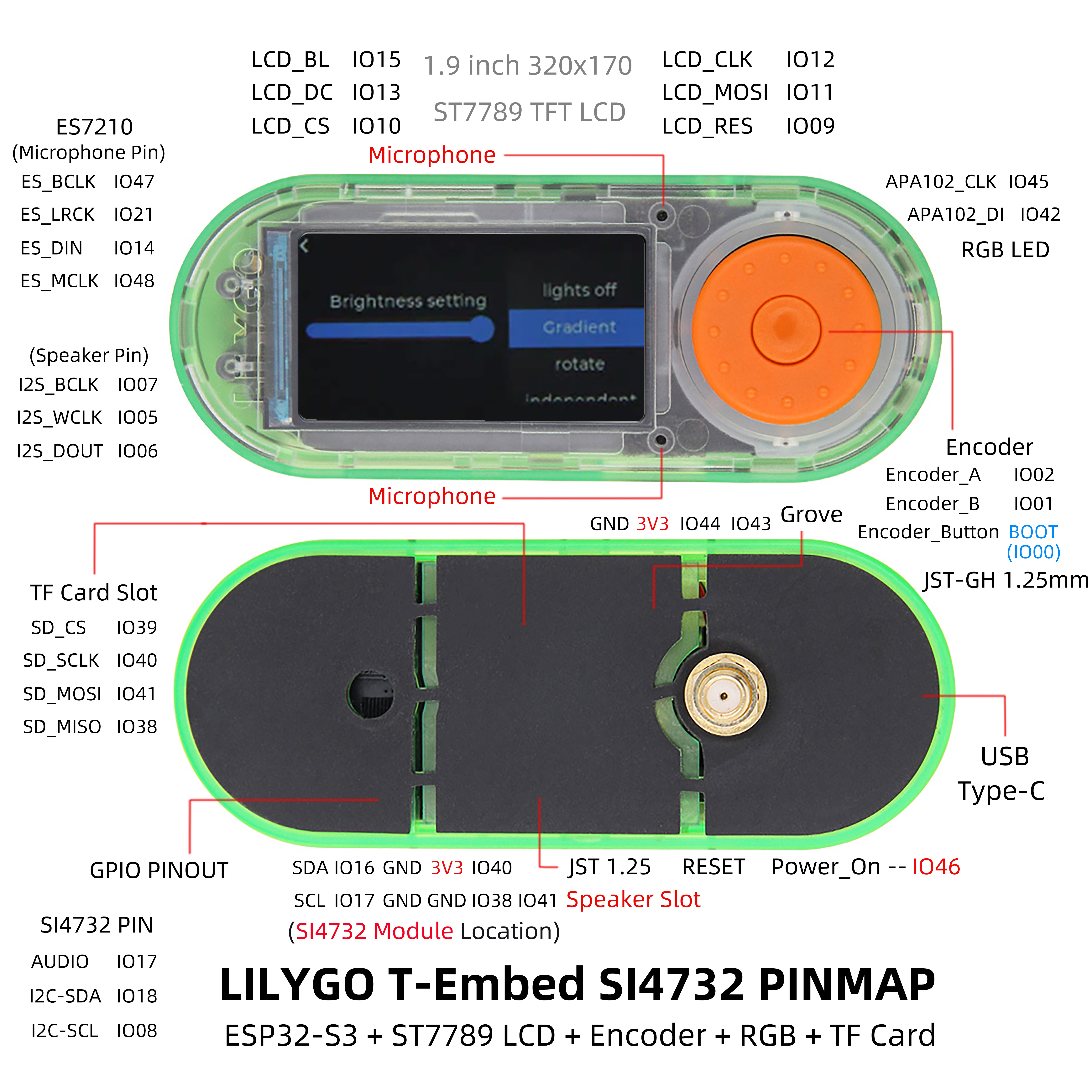 T-Embed SI4732 pin diagram