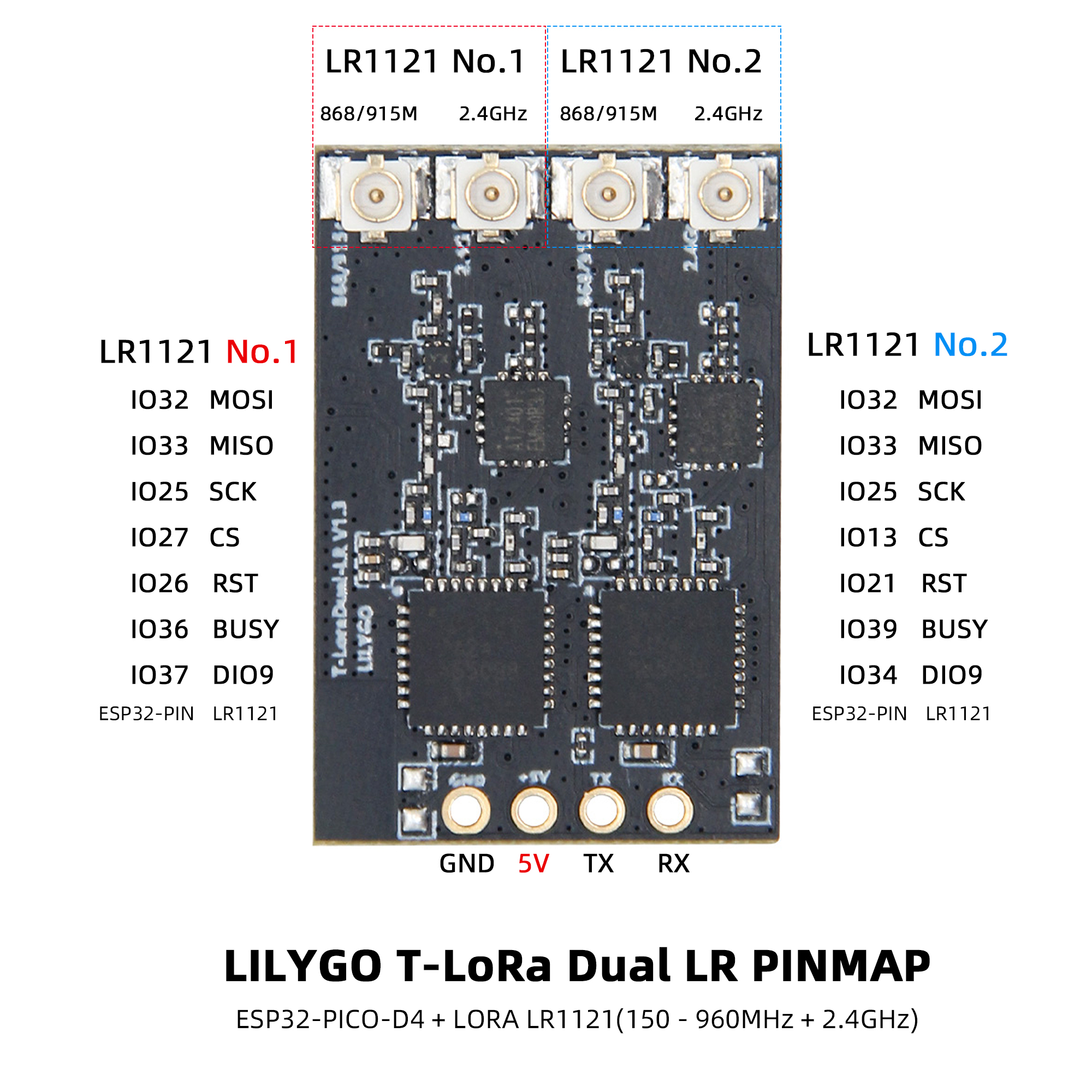 T-LoRa Dual pin diagram
